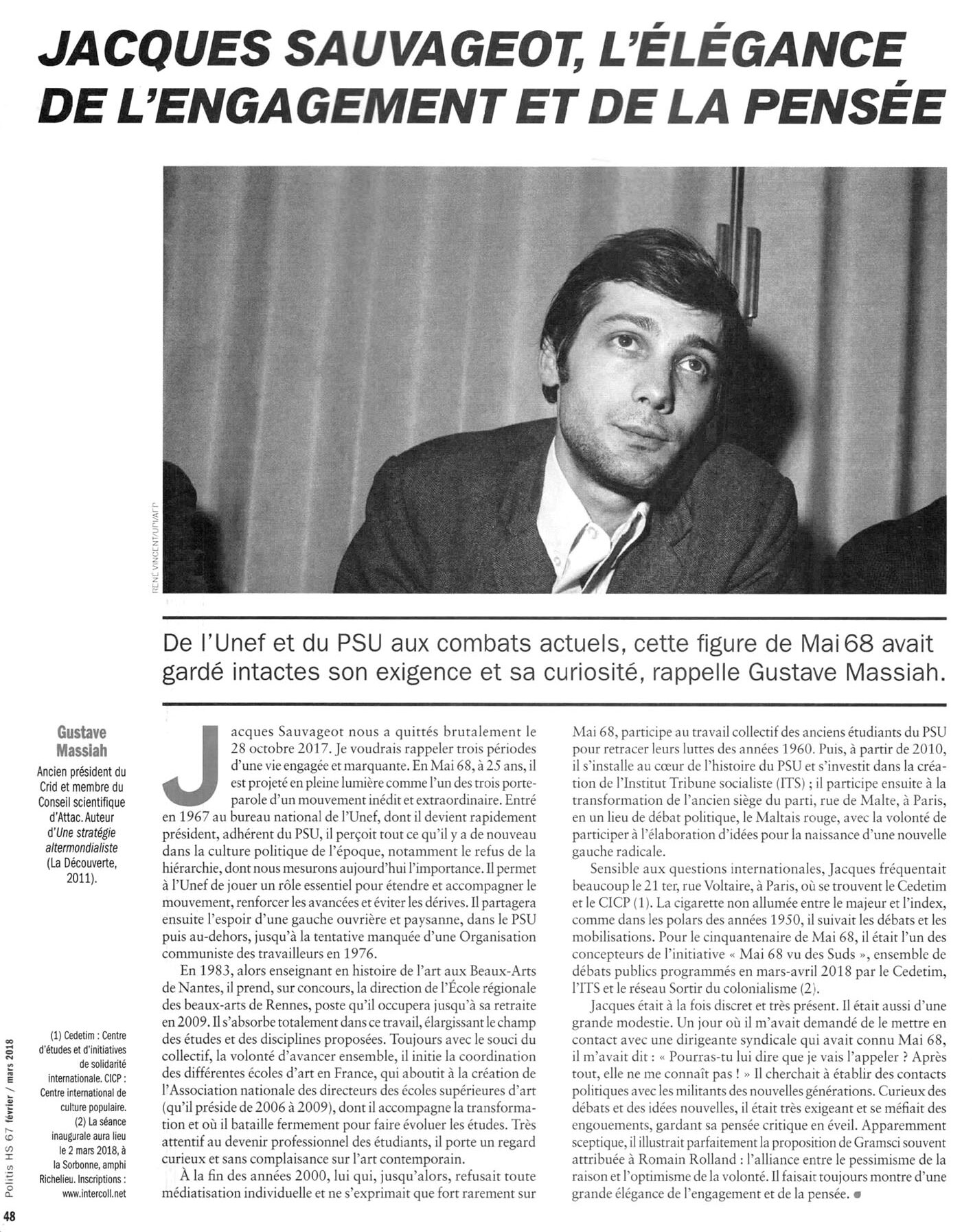 Hommage à Jacques Sauvageot